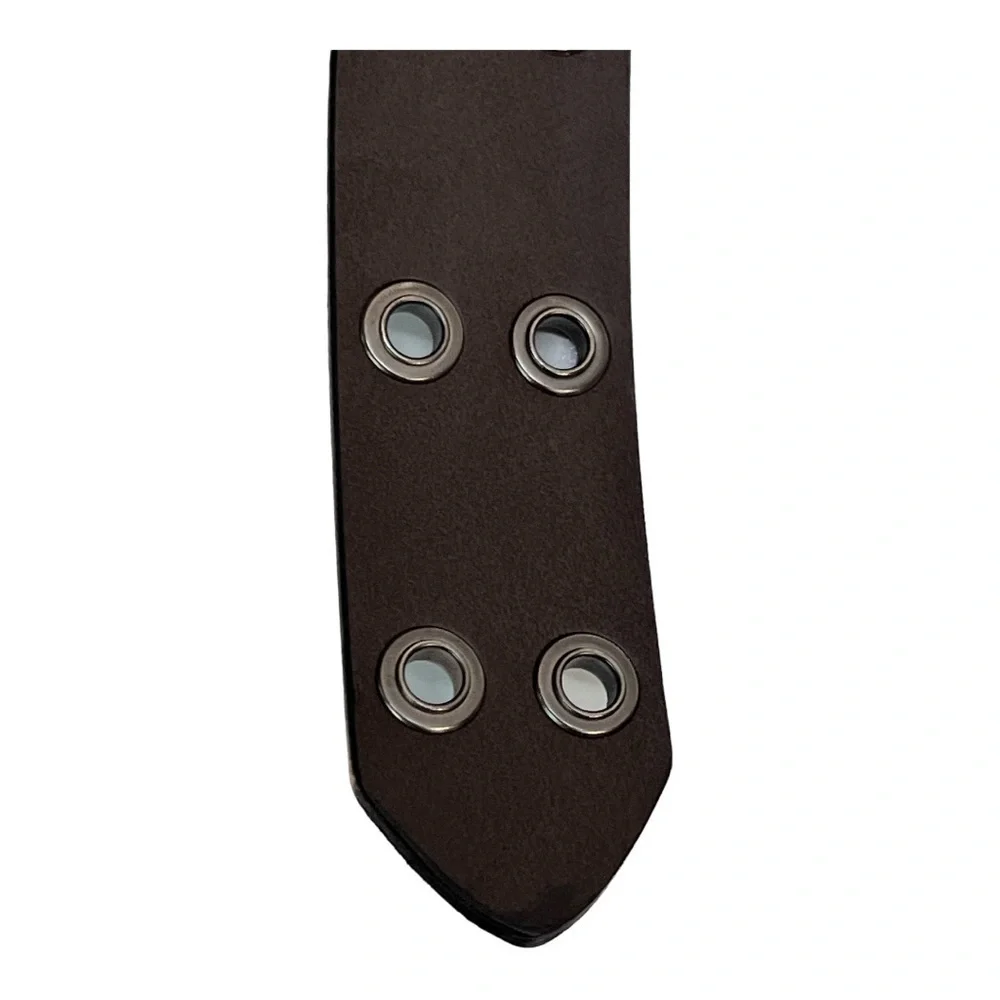 Reversable Belt Brown Black Silver Buckle Unisex Grommet Detail XL Mexico